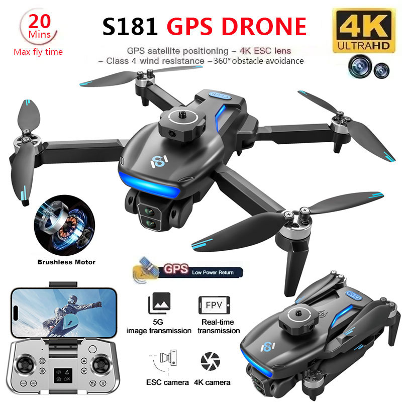 S181 GPS Дрон 4K профессиональ – обзор и цена Fpv Brushless Rc Drone 4K